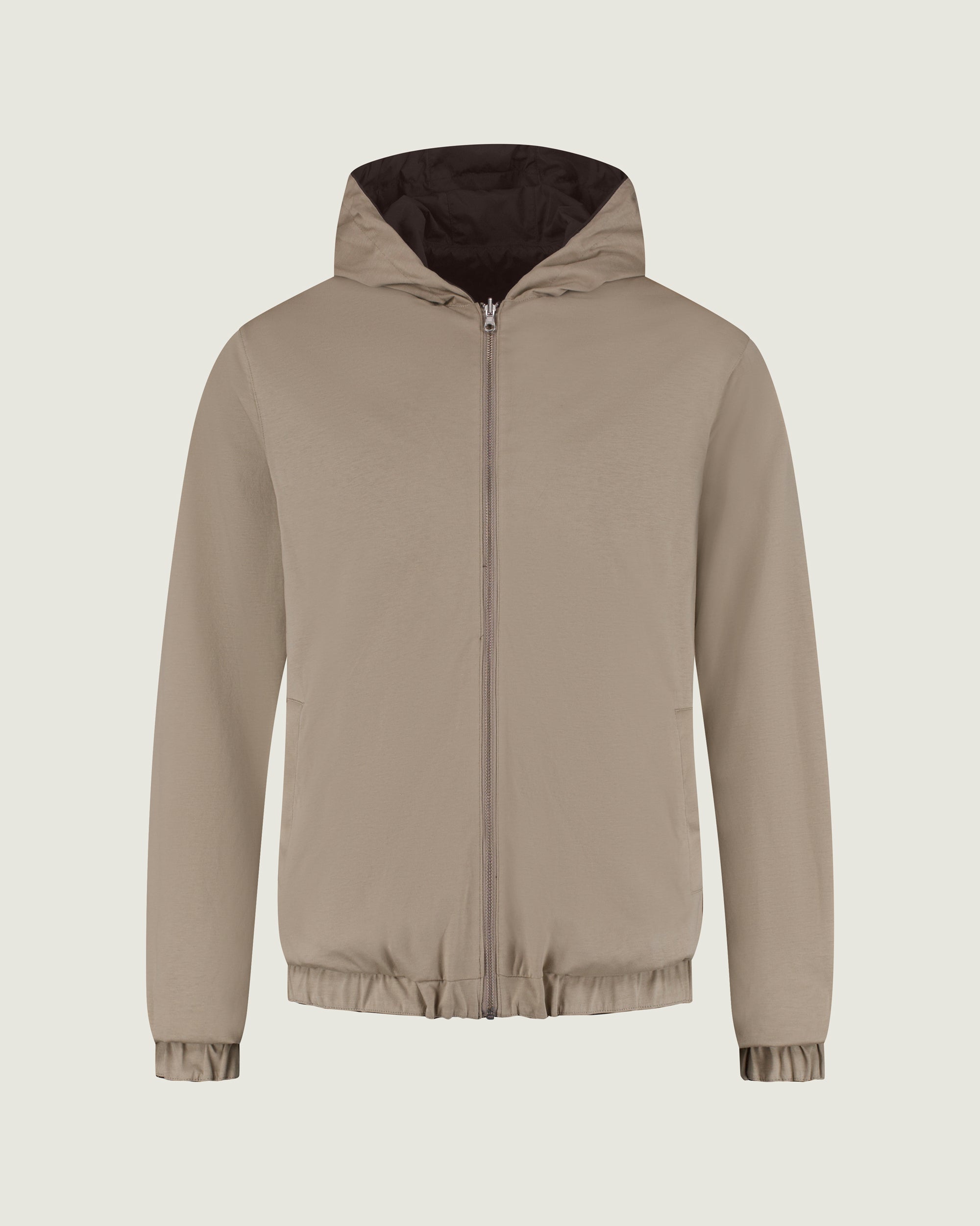 DUQUEZZI HOODED REVERSIBLE BOMBER | Caramel Syrup