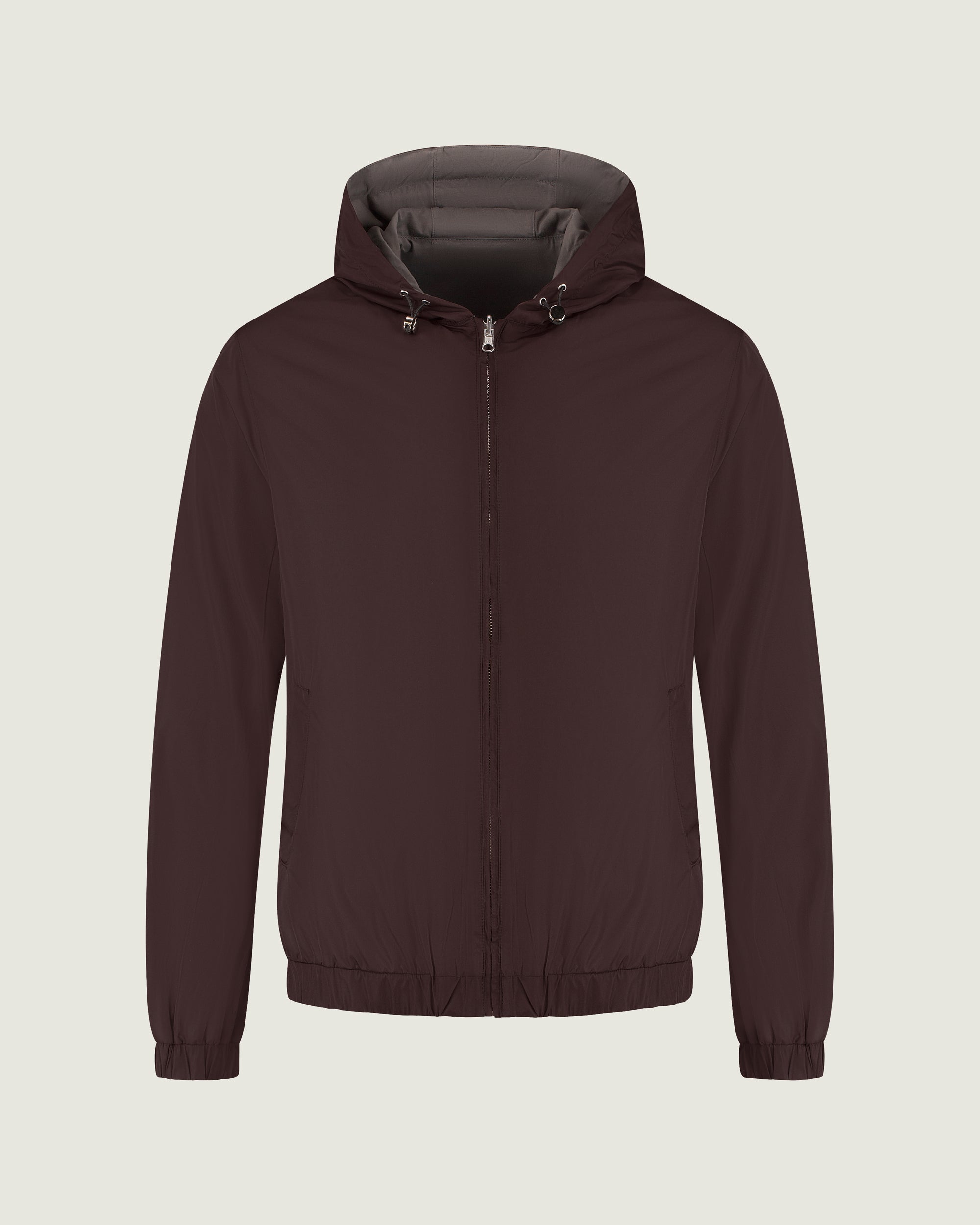 DUQUEZZI HOODED REVERSIBLE BOMBER | Burgundy