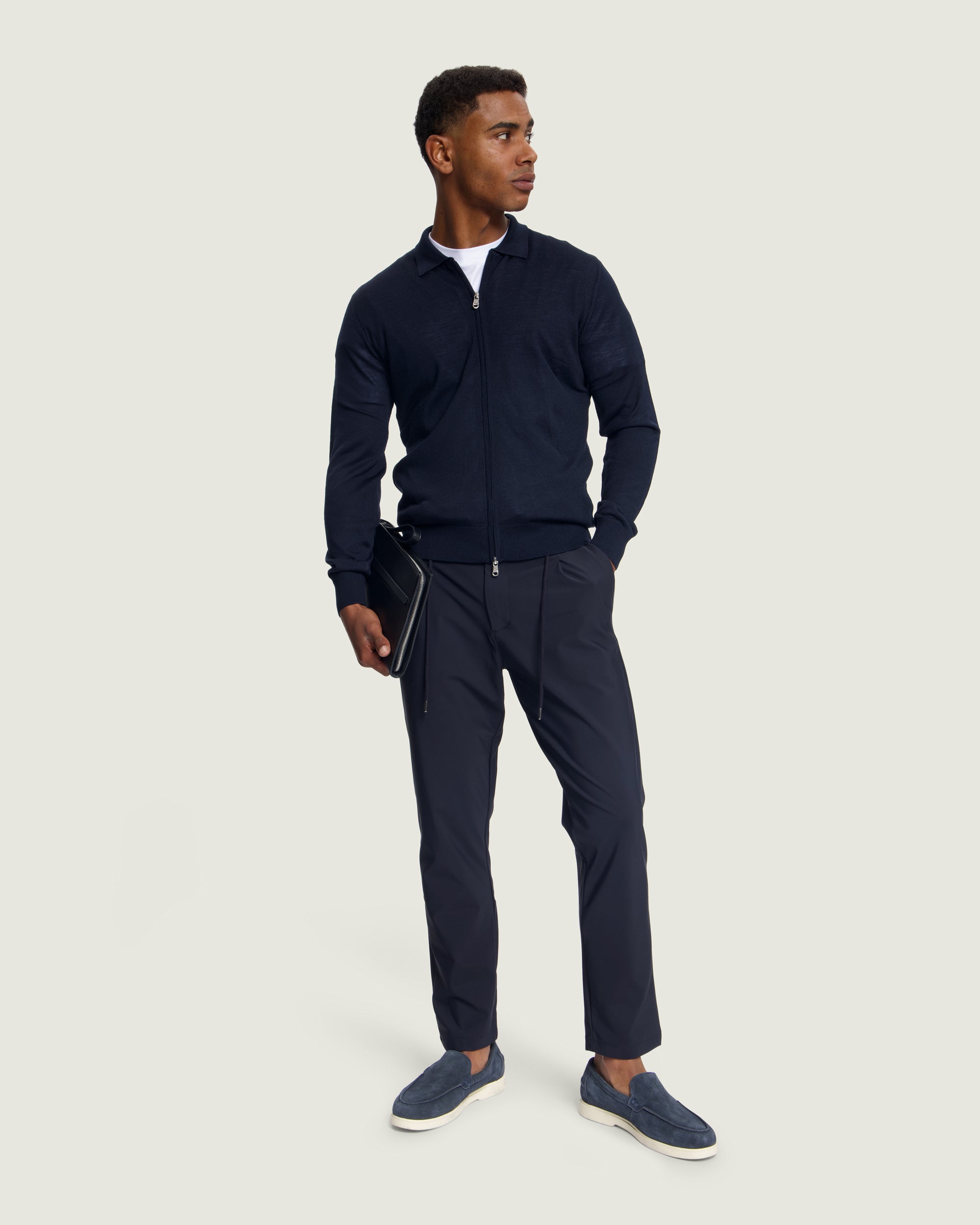 DUQUEZZI KNIT POLO CARDIGAN | Navy