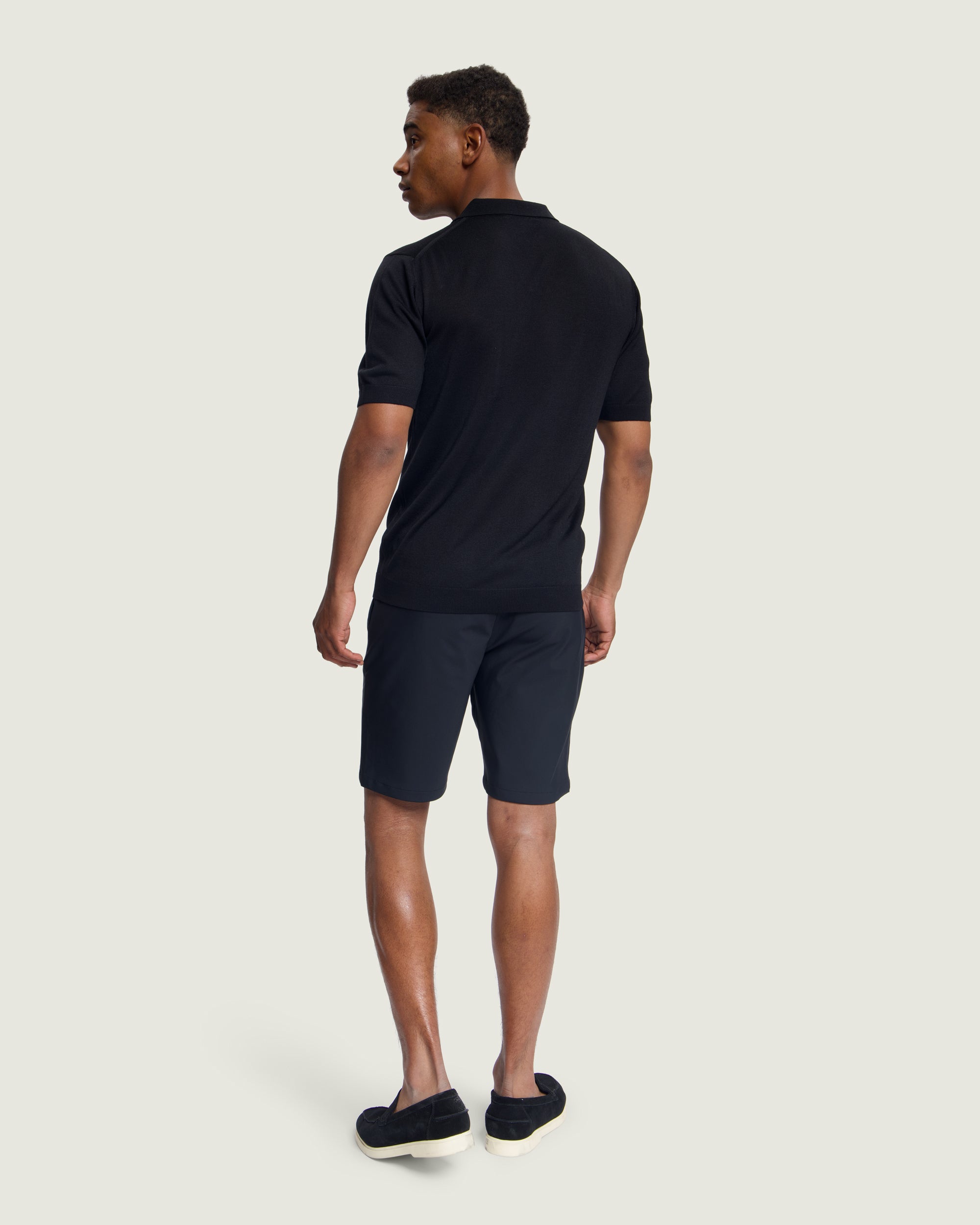 DUQUEZZI MERINO BUTTONLESS POLO | Black