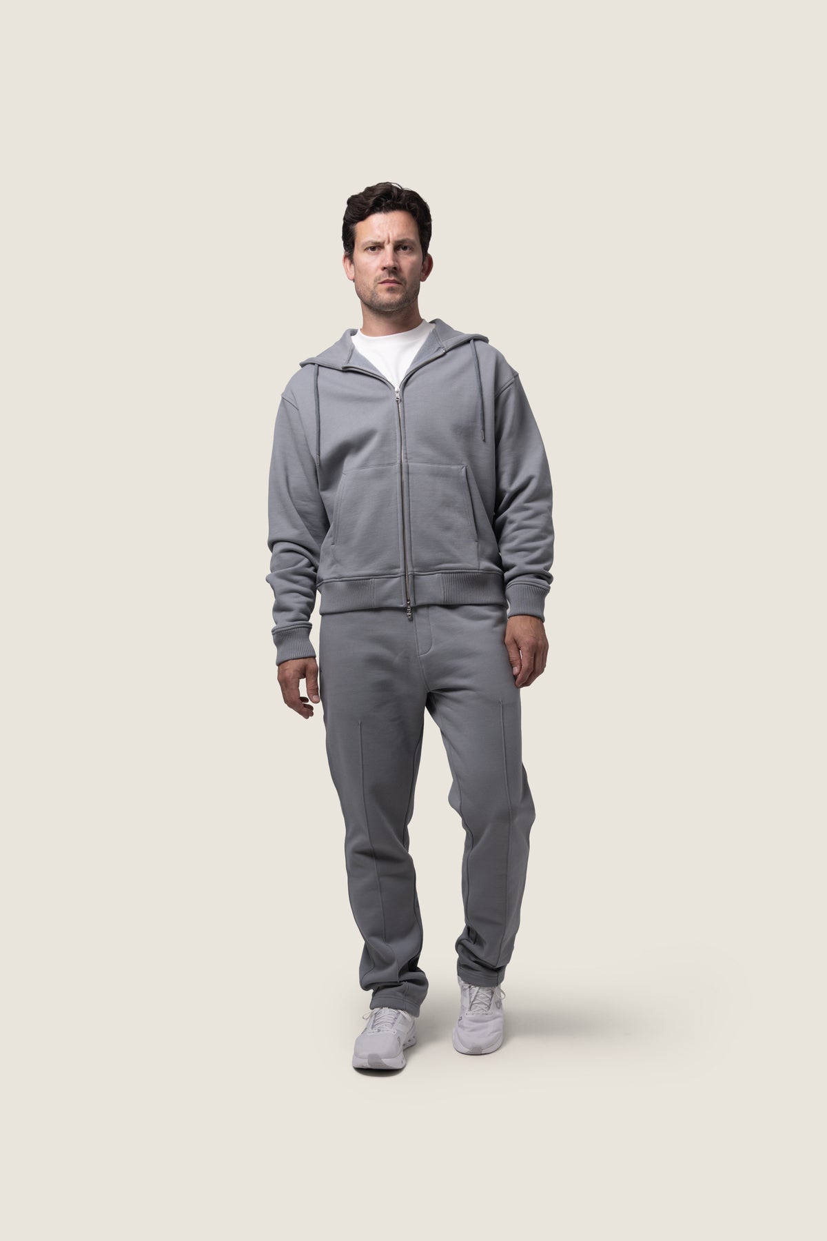 DUQUEZZI ELEGANT TAILORED ZIP HOODIE | Dark Grey