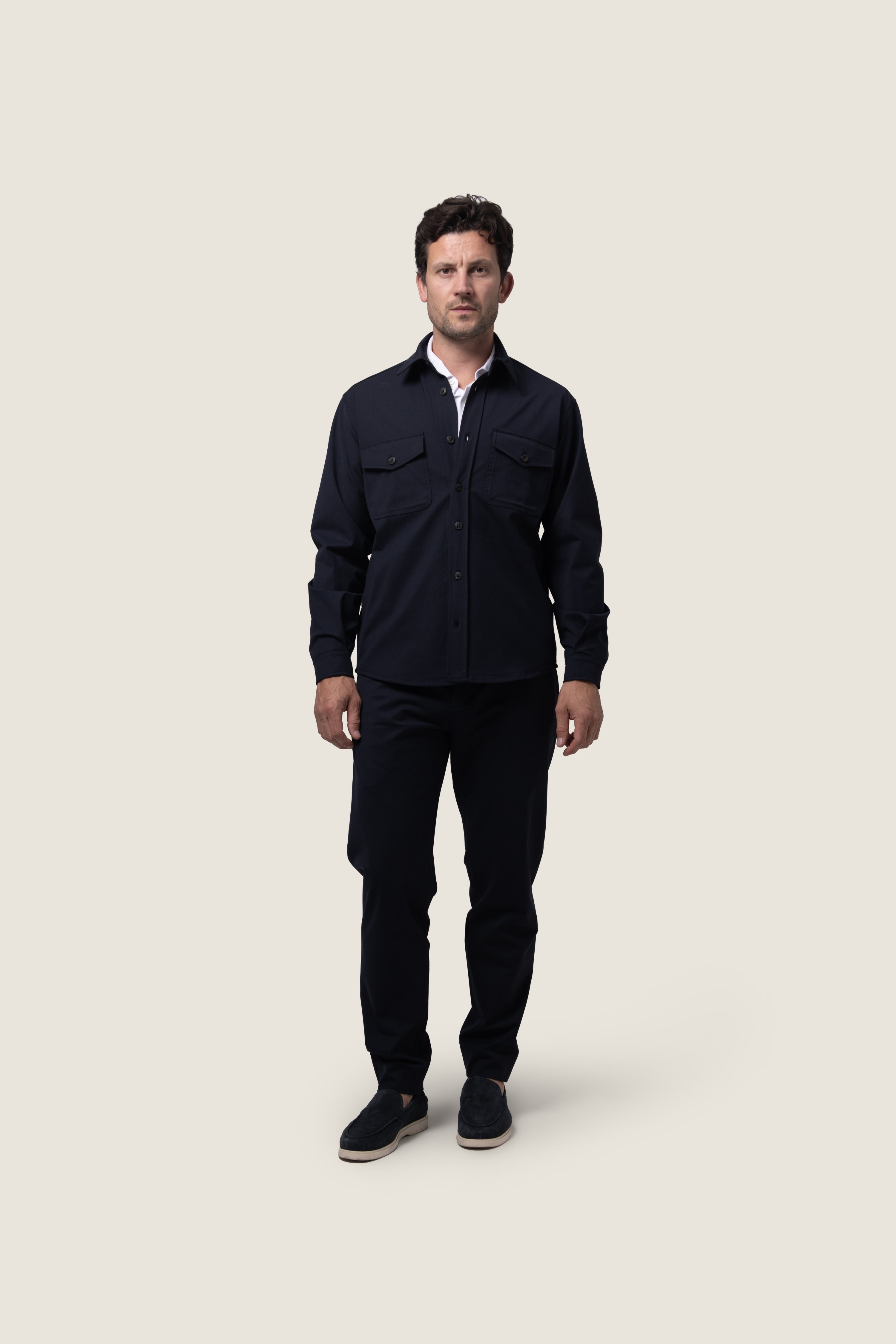 DUQUEZZI WOOL BLEND OVERSHIRT ARTURO | Navy