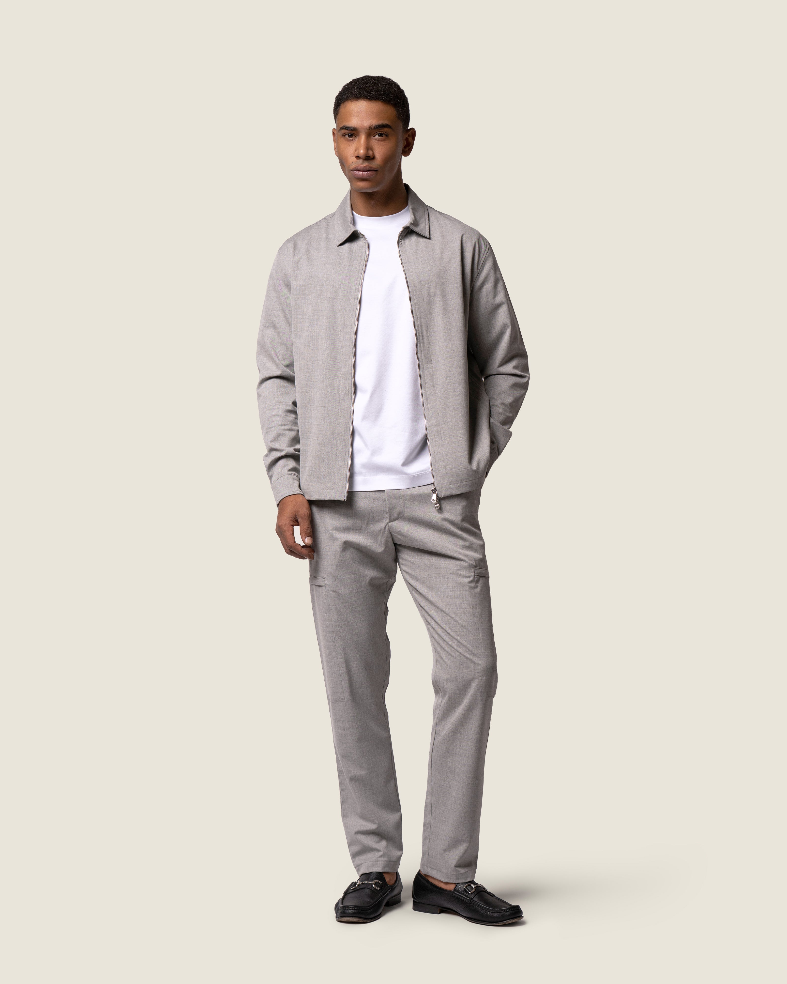 DUQUEZZI WOOL STRETCH TROUSERS | Grey Melange