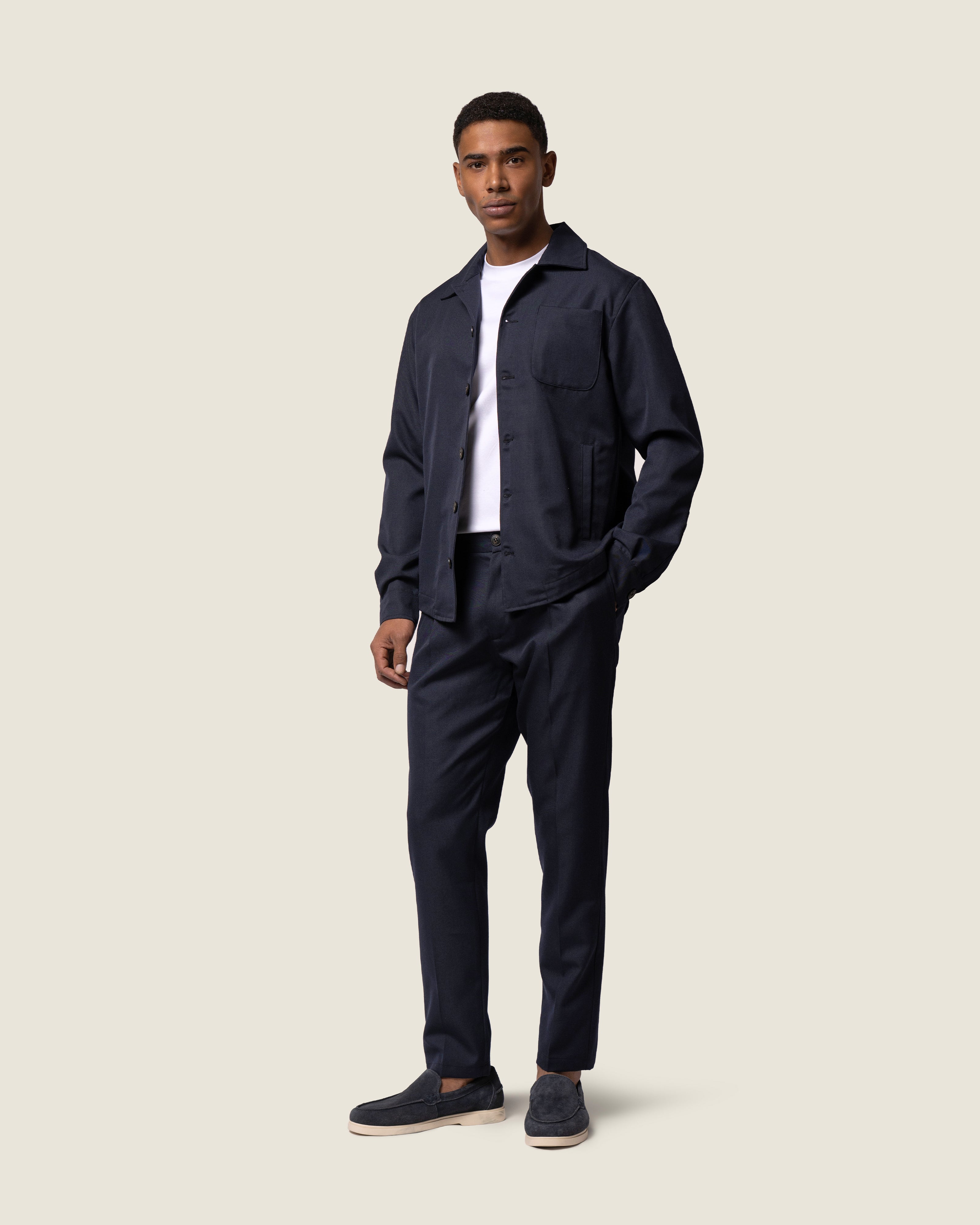 DUQUEZZI WOOL BLEND TROUSERS | Navy