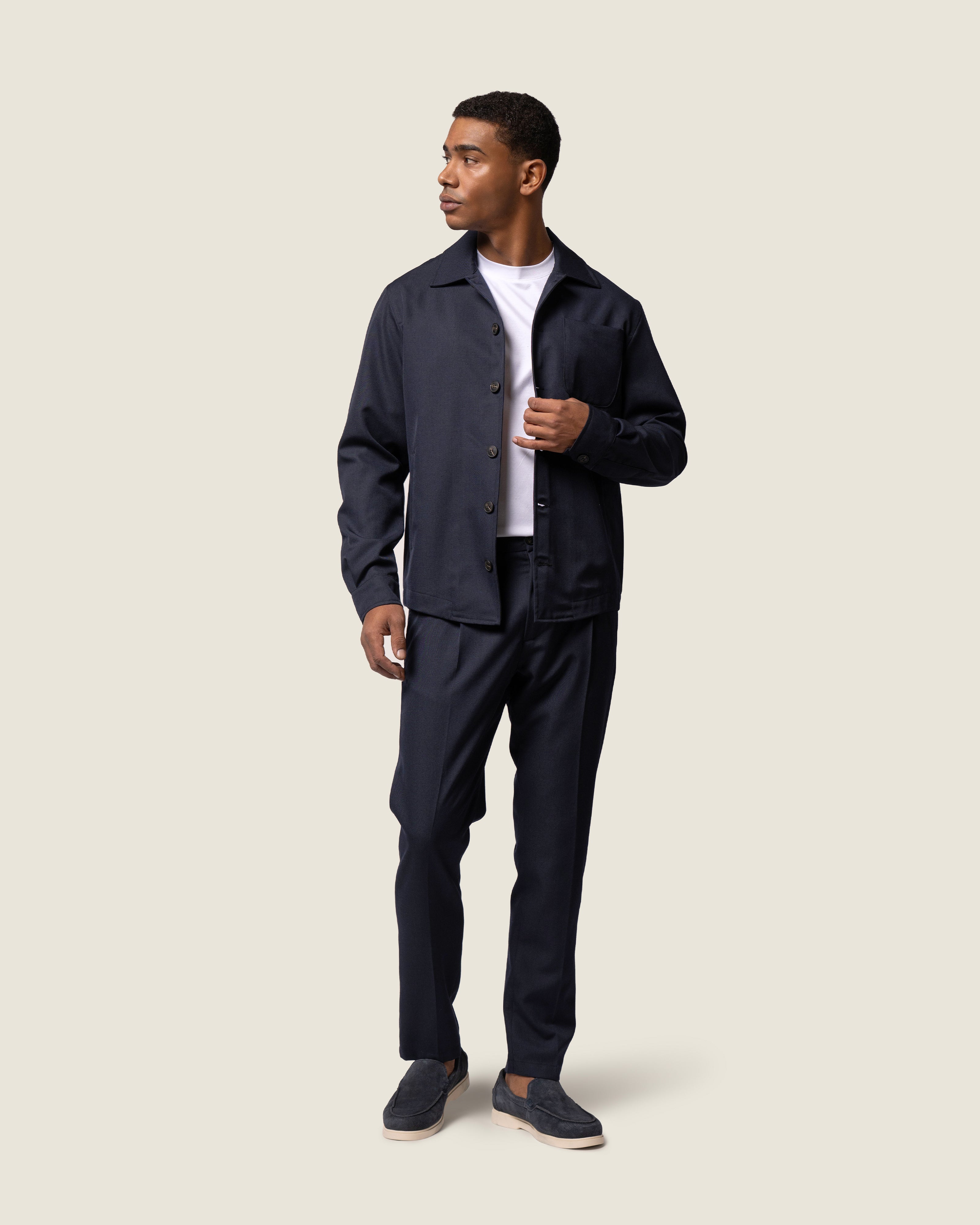 DUQUEZZI WOOL BLEND OVERSHIRT | Navy
