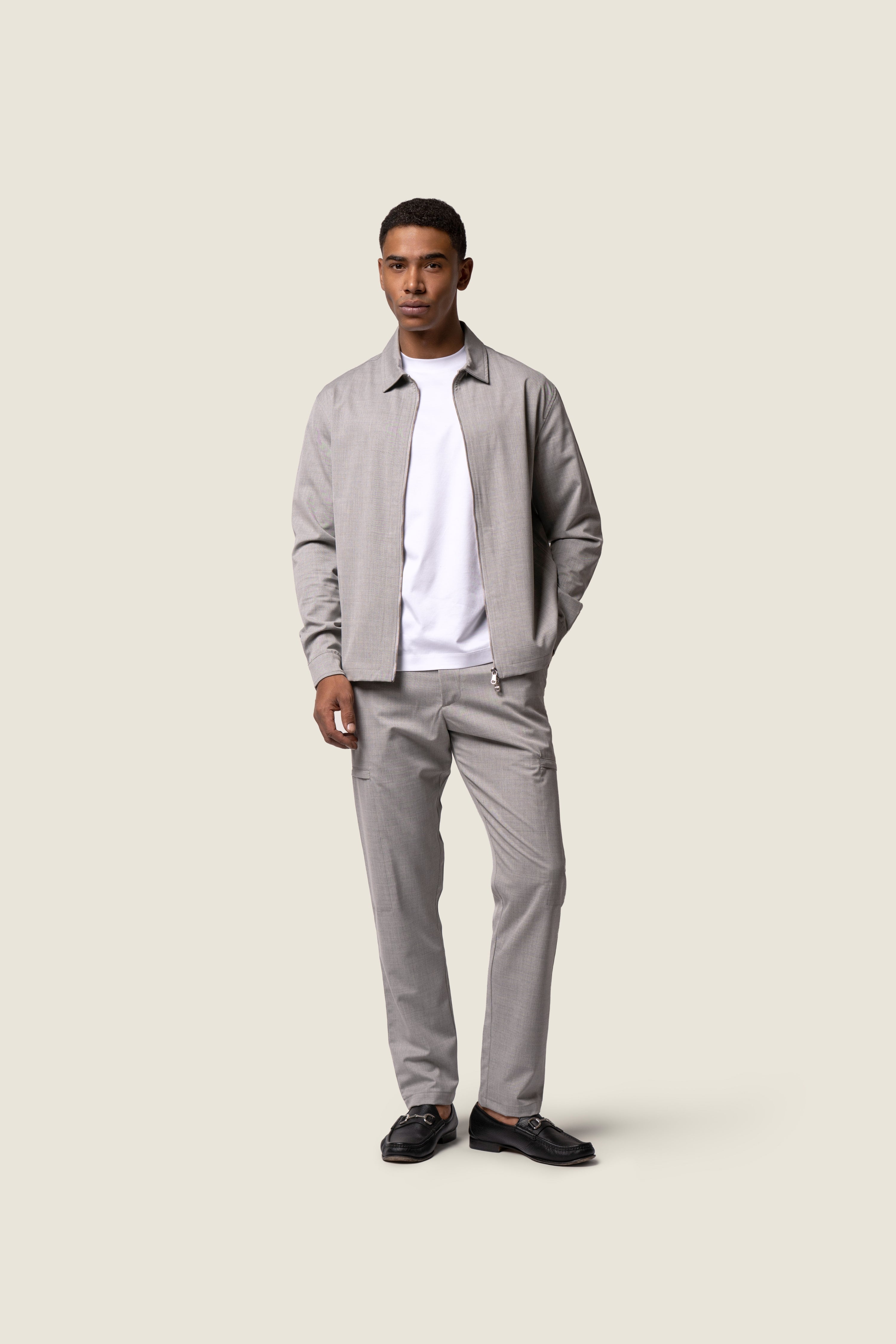 DUQUEZZI WOOL STRETCH JACKET | Grey Melange
