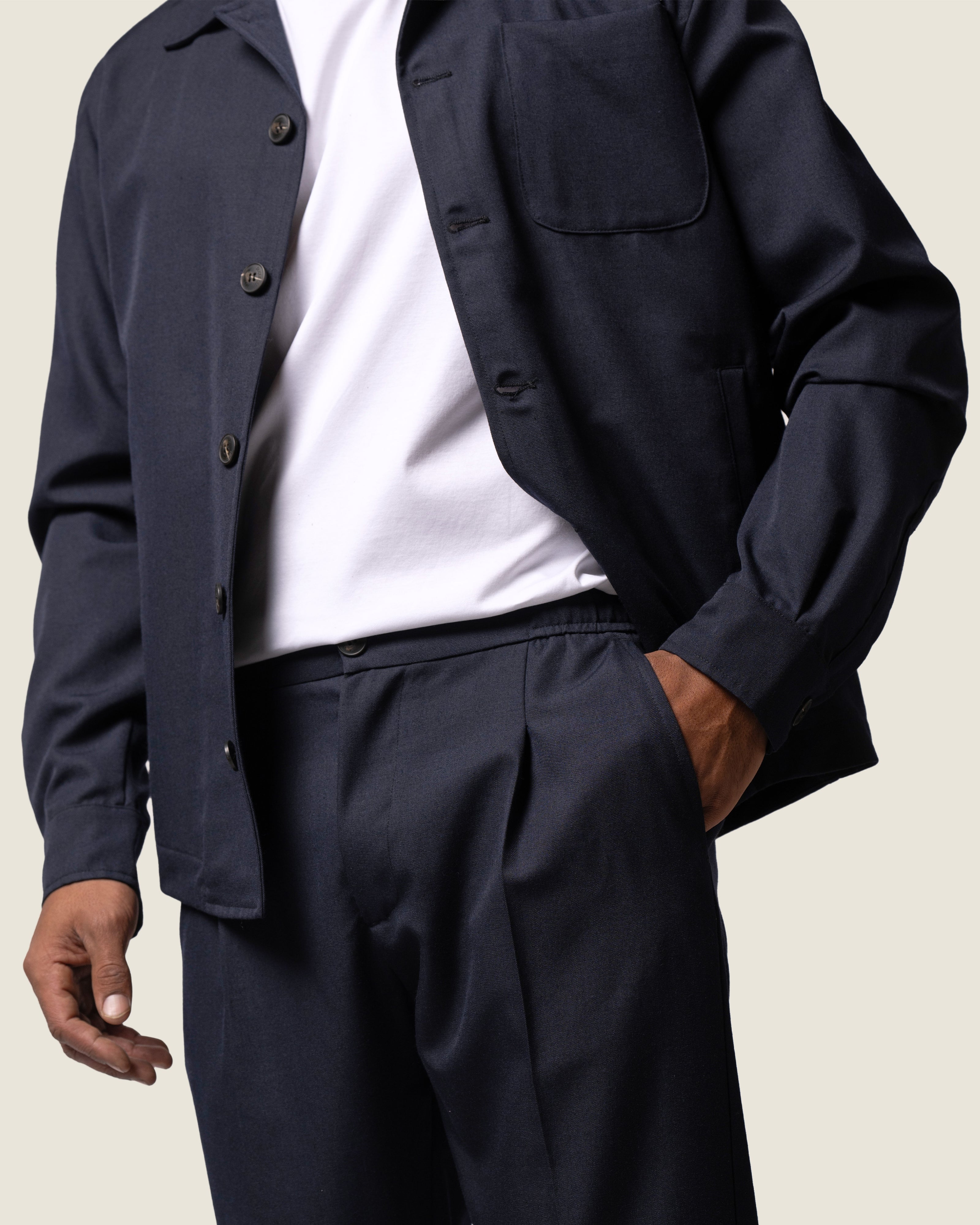 DUQUEZZI WOOL BLEND OVERSHIRT | Navy
