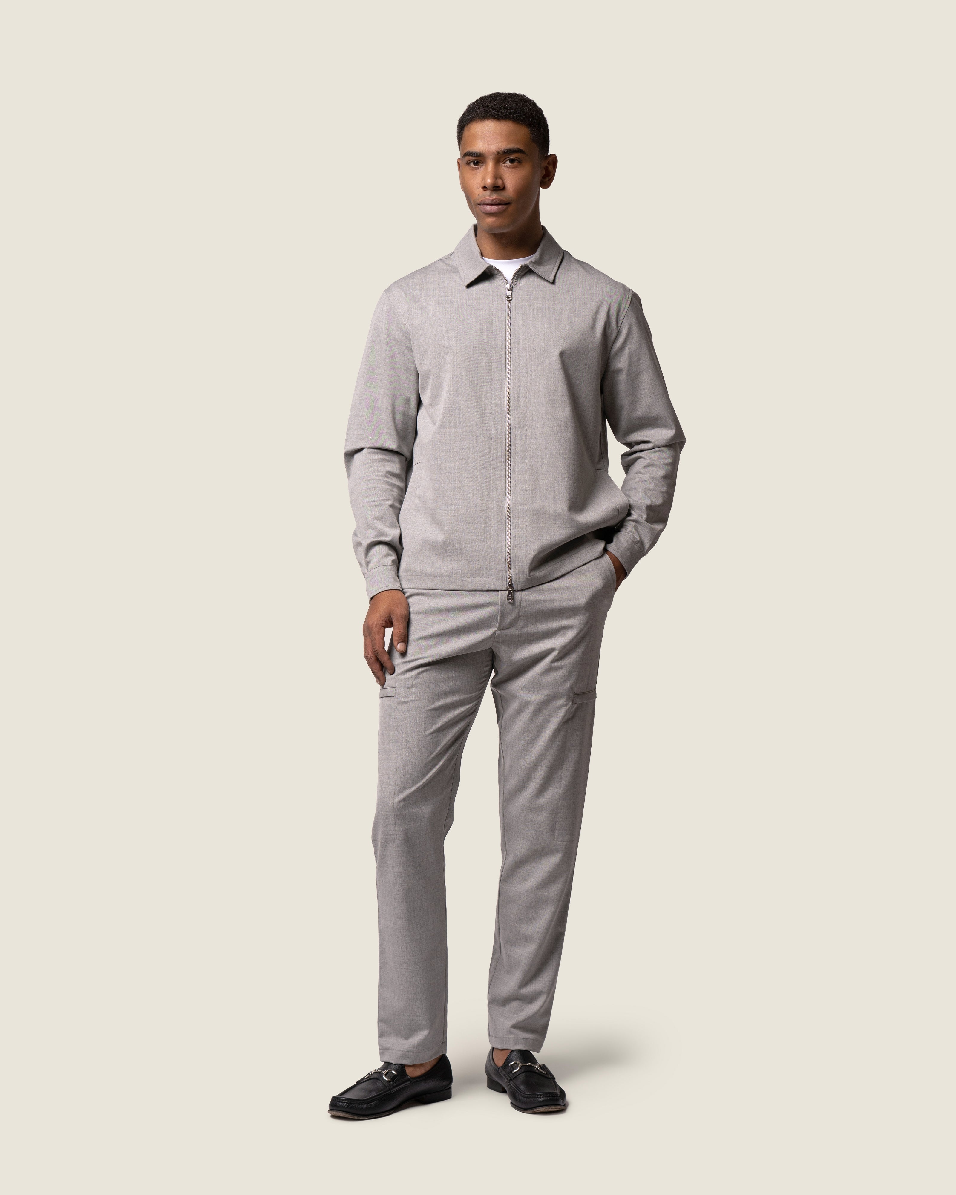 DUQUEZZI WOOL STRETCH TROUSERS | Grey Melange