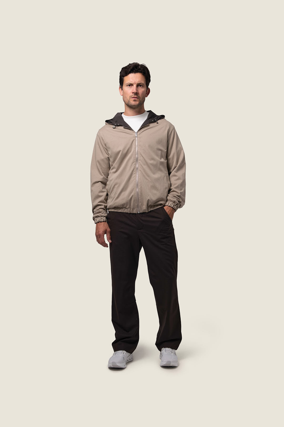 DUQUEZZI HOODED REVERSIBLE BOMBER | Caramel Syrup