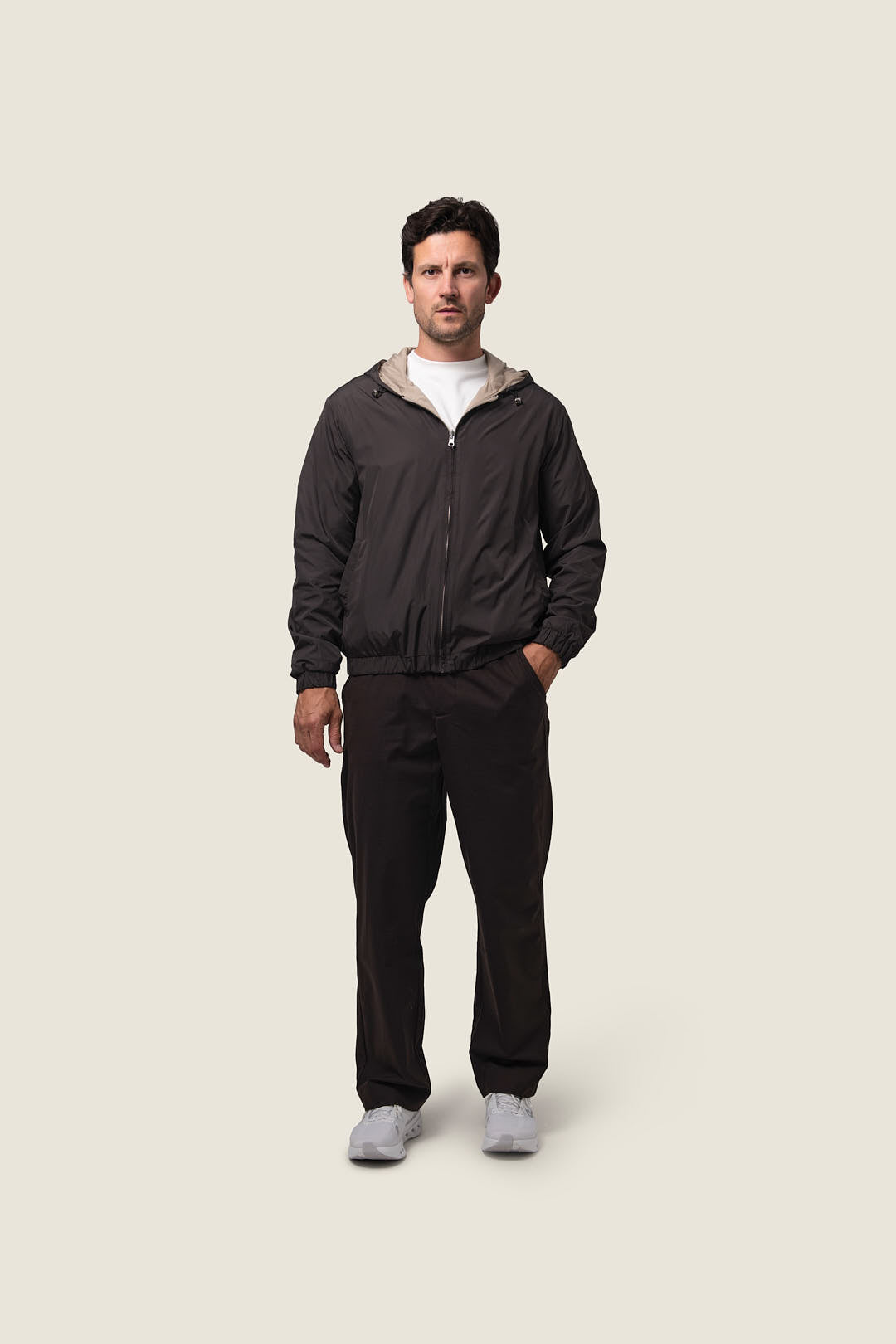 DUQUEZZI HOODED REVERSIBLE BOMBER | Caramel Syrup