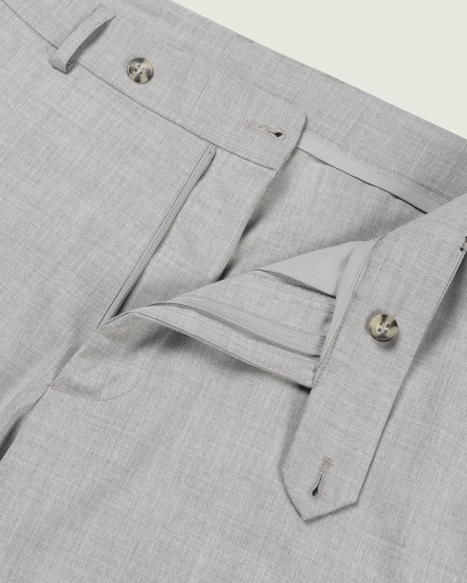 DUQUEZZI WOOL STRETCH TROUSERS | Grey Melange