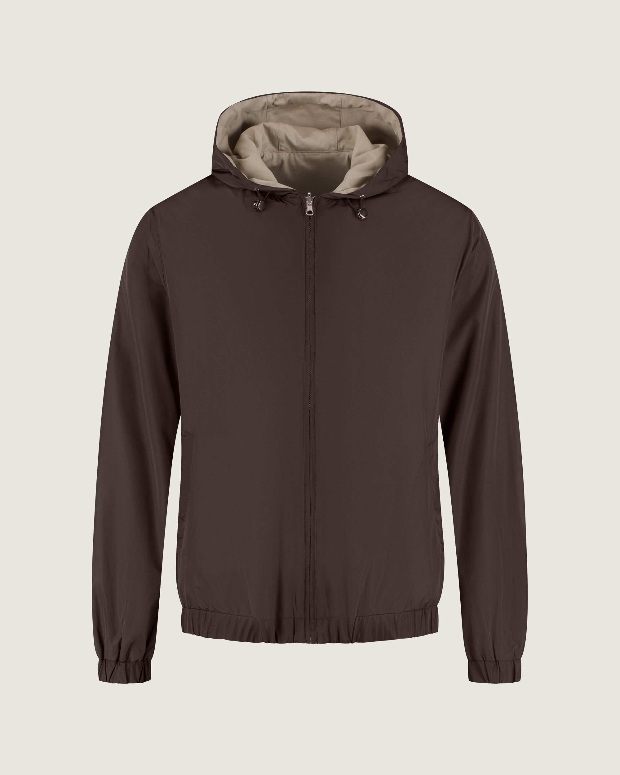 DUQUEZZI HOODED REVERSIBLE BOMBER | Caramel Syrup