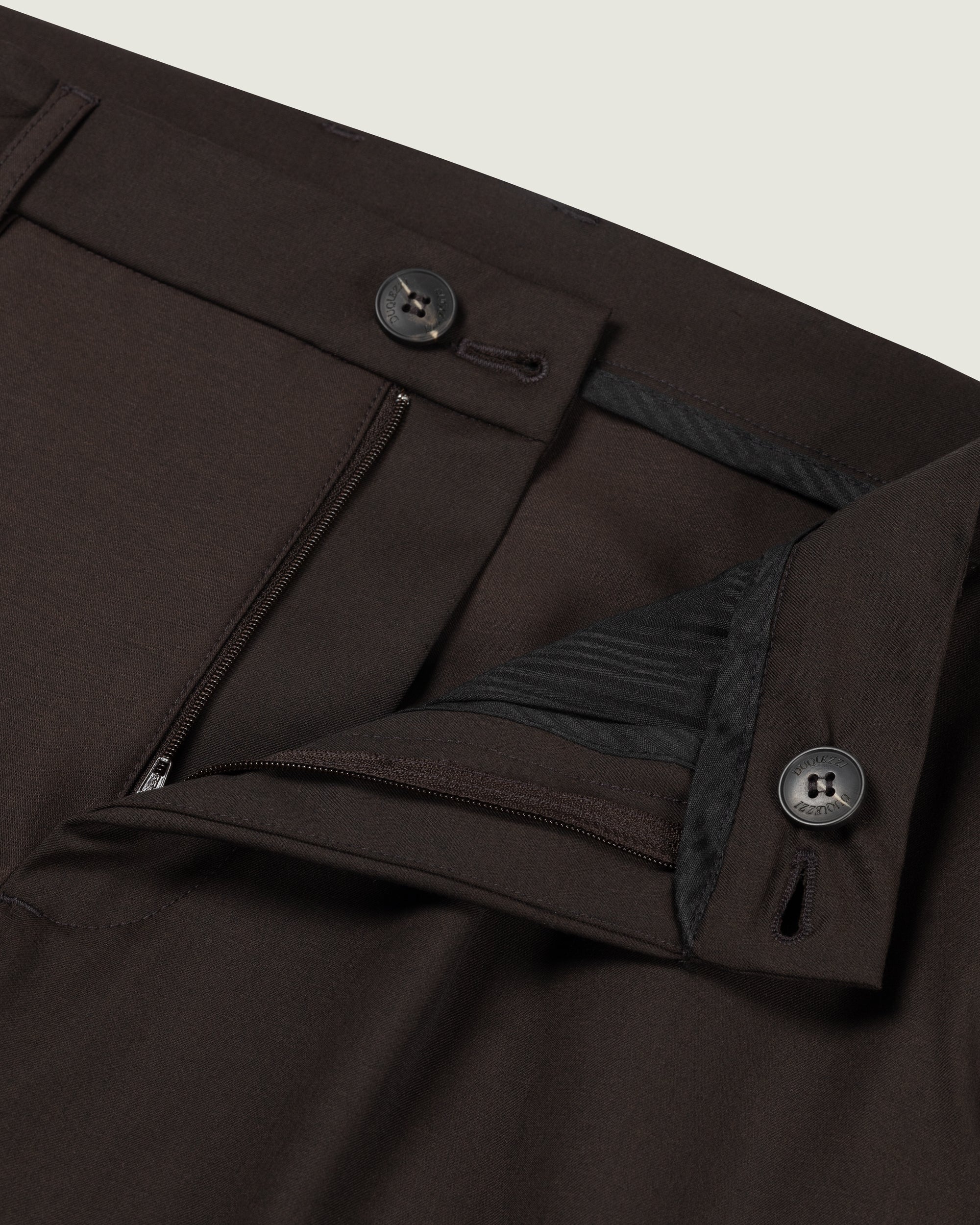 DUQUEZZI WOOL BLEND TROUSERS | Dark Brown