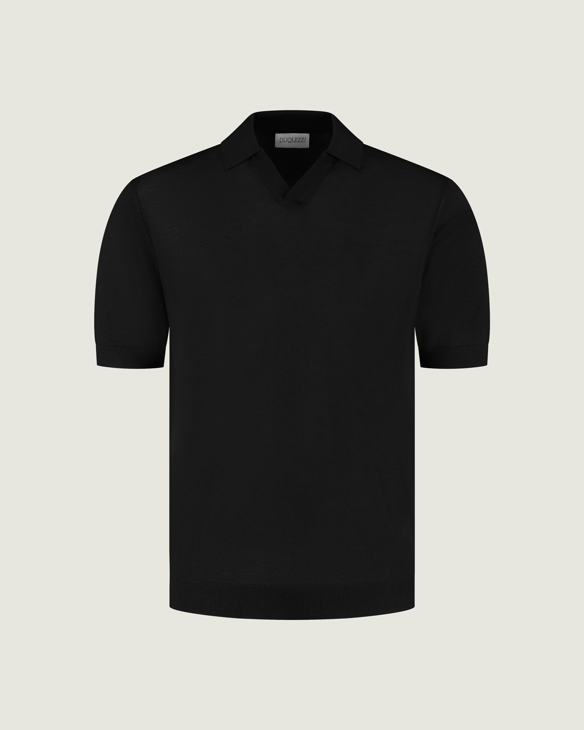 DUQUEZZI MERINO BUTTONLESS POLO | Black
