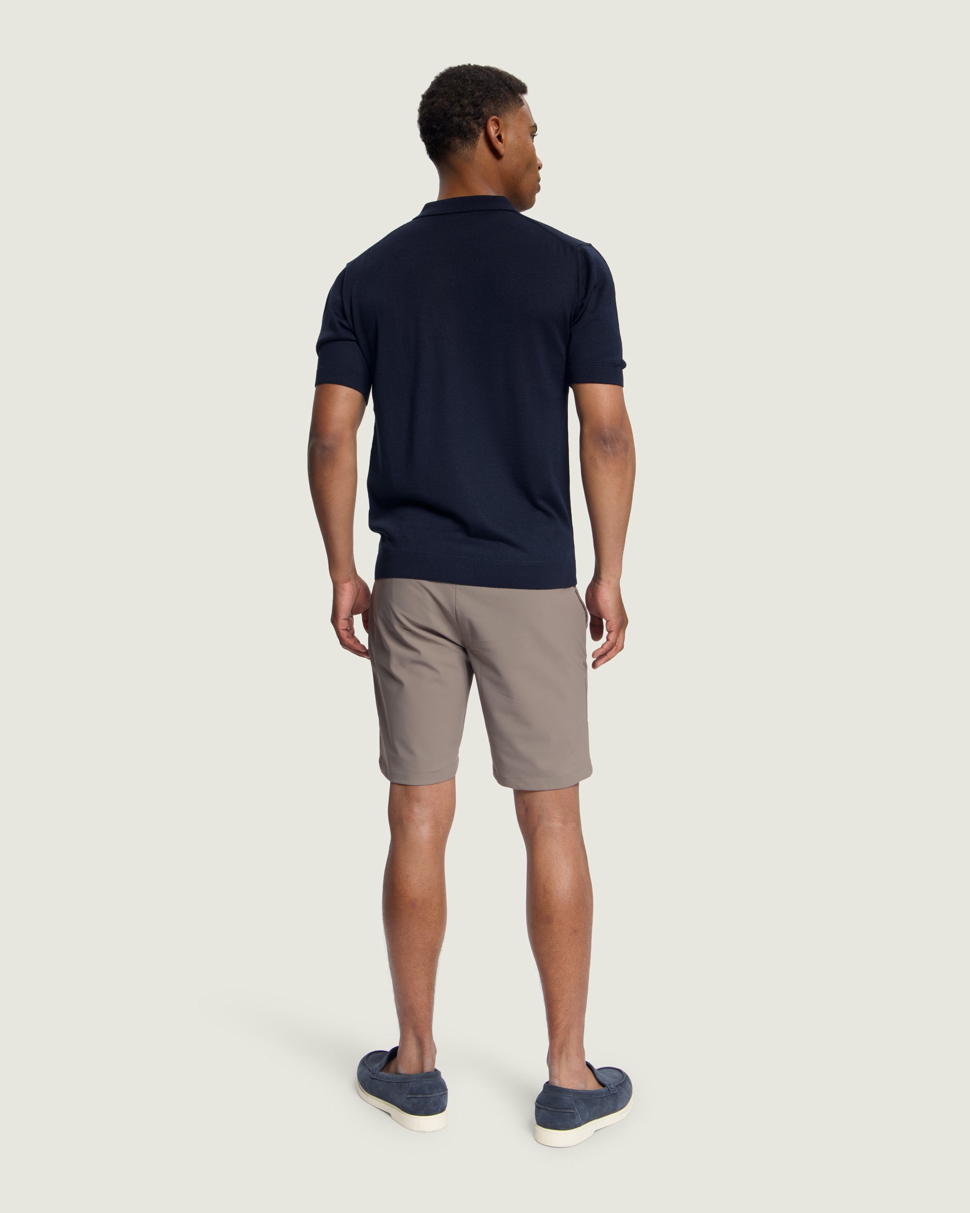 DUQUEZZI MERINO BUTTONLESS POLO | Navy