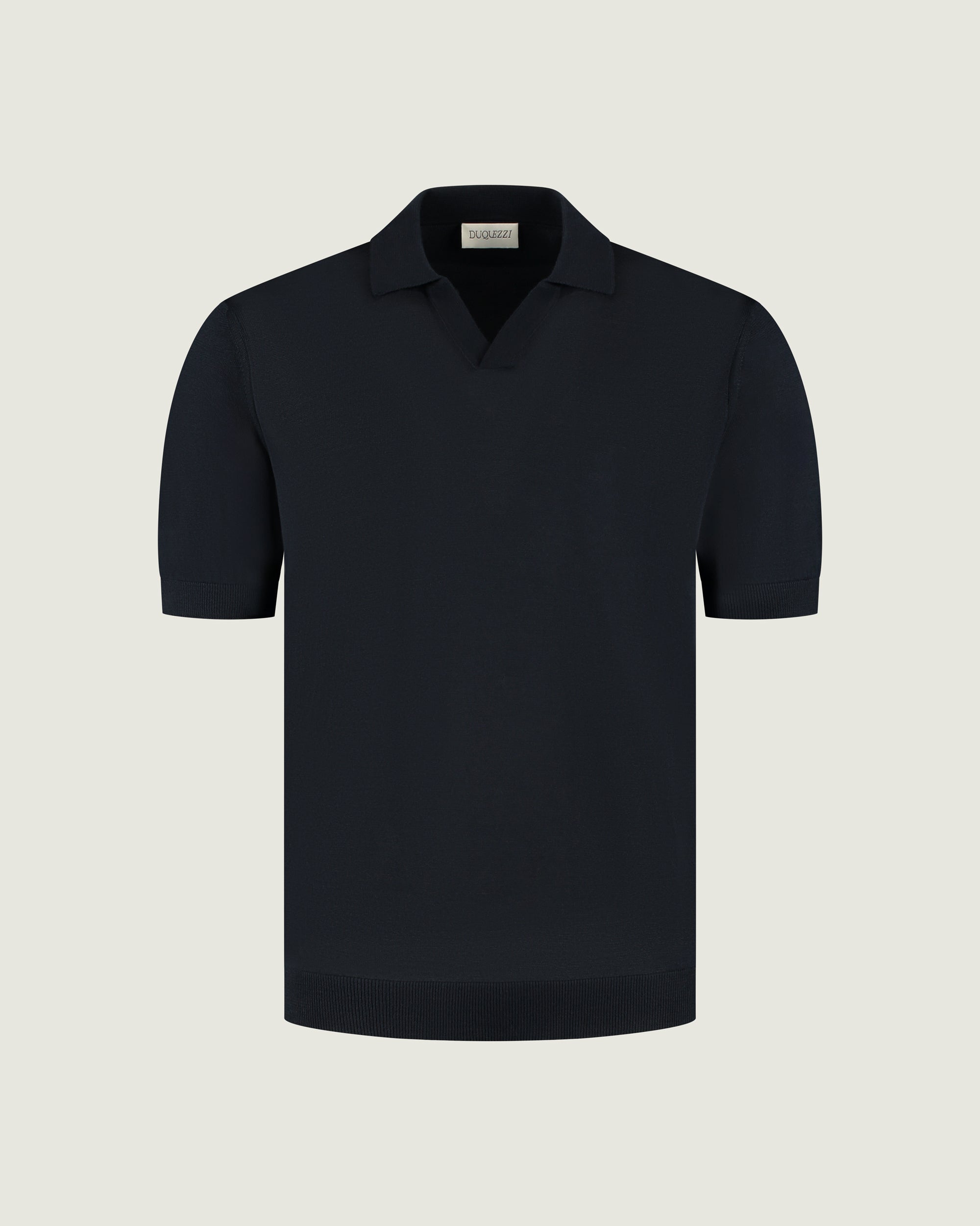 DUQUEZZI MERINO BUTTONLESS POLO | Navy