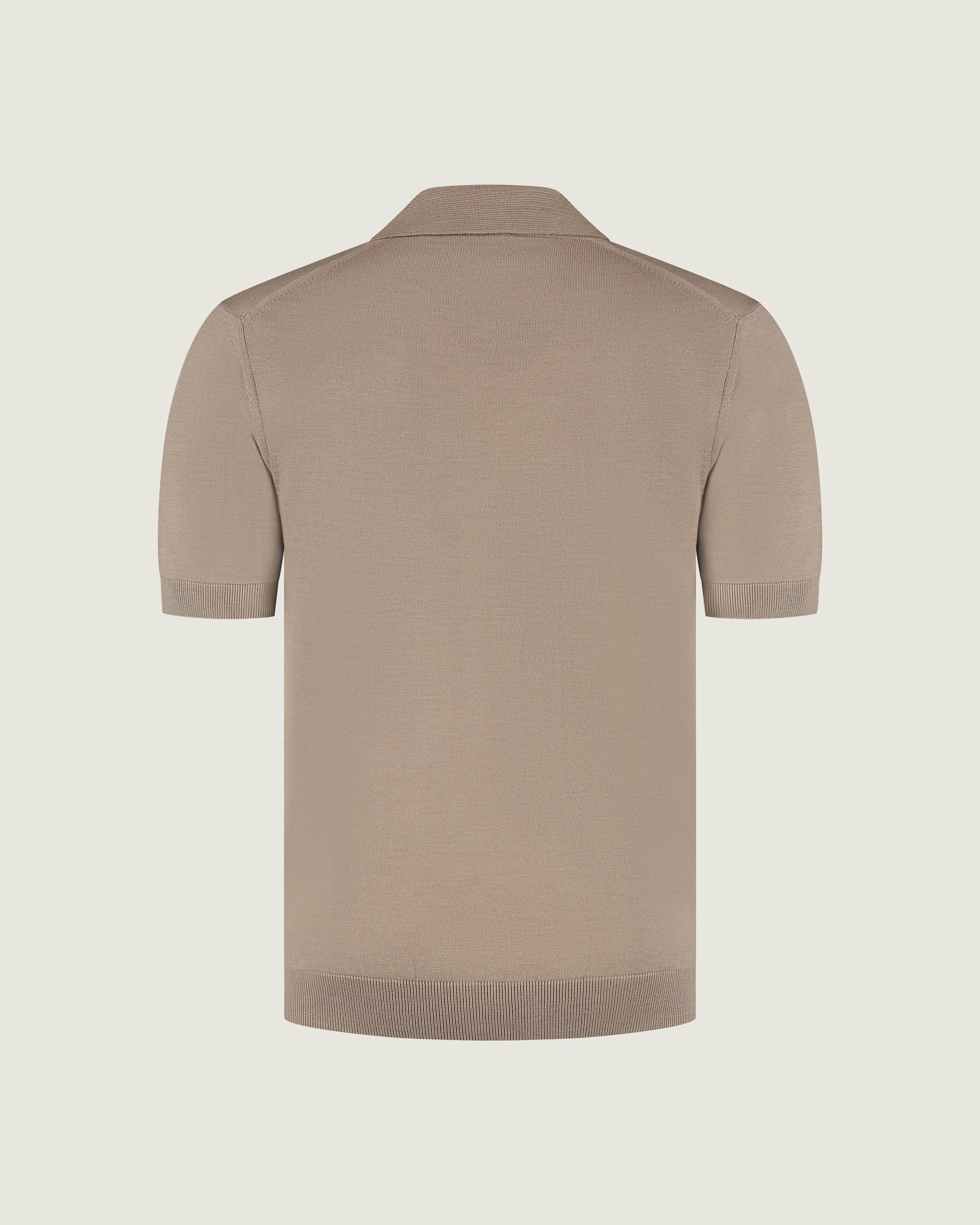 DUQUEZZI MERINO BUTTONLESS POLO | Taupe