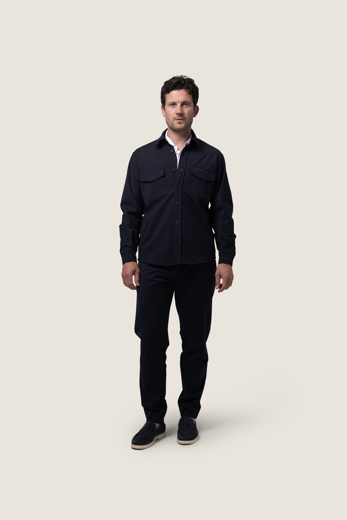 DUQUEZZI WOOL BLEND OVERSHIRT ARTURO | Navy