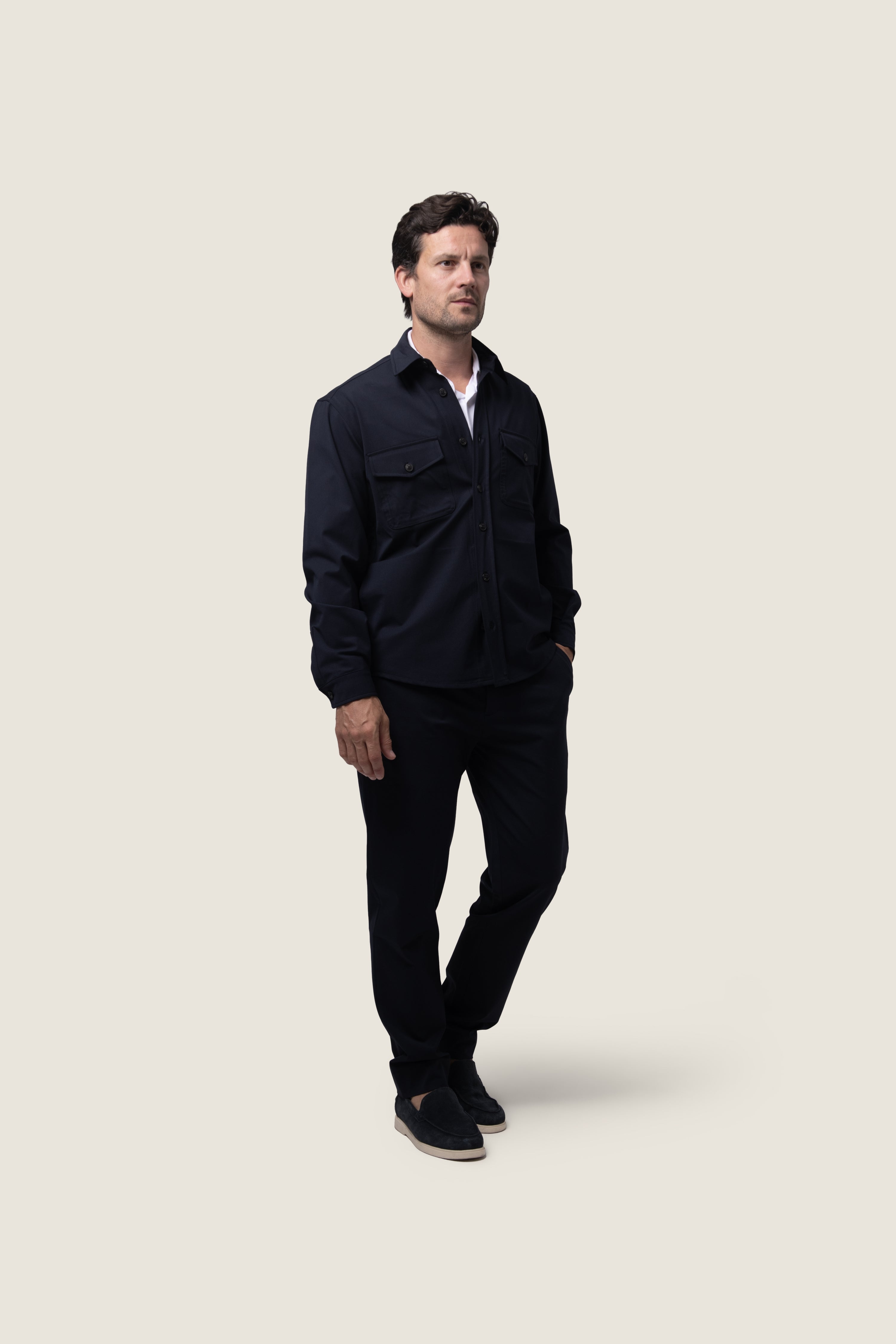DUQUEZZI WOOL BLEND OVERSHIRT ARTURO | Navy