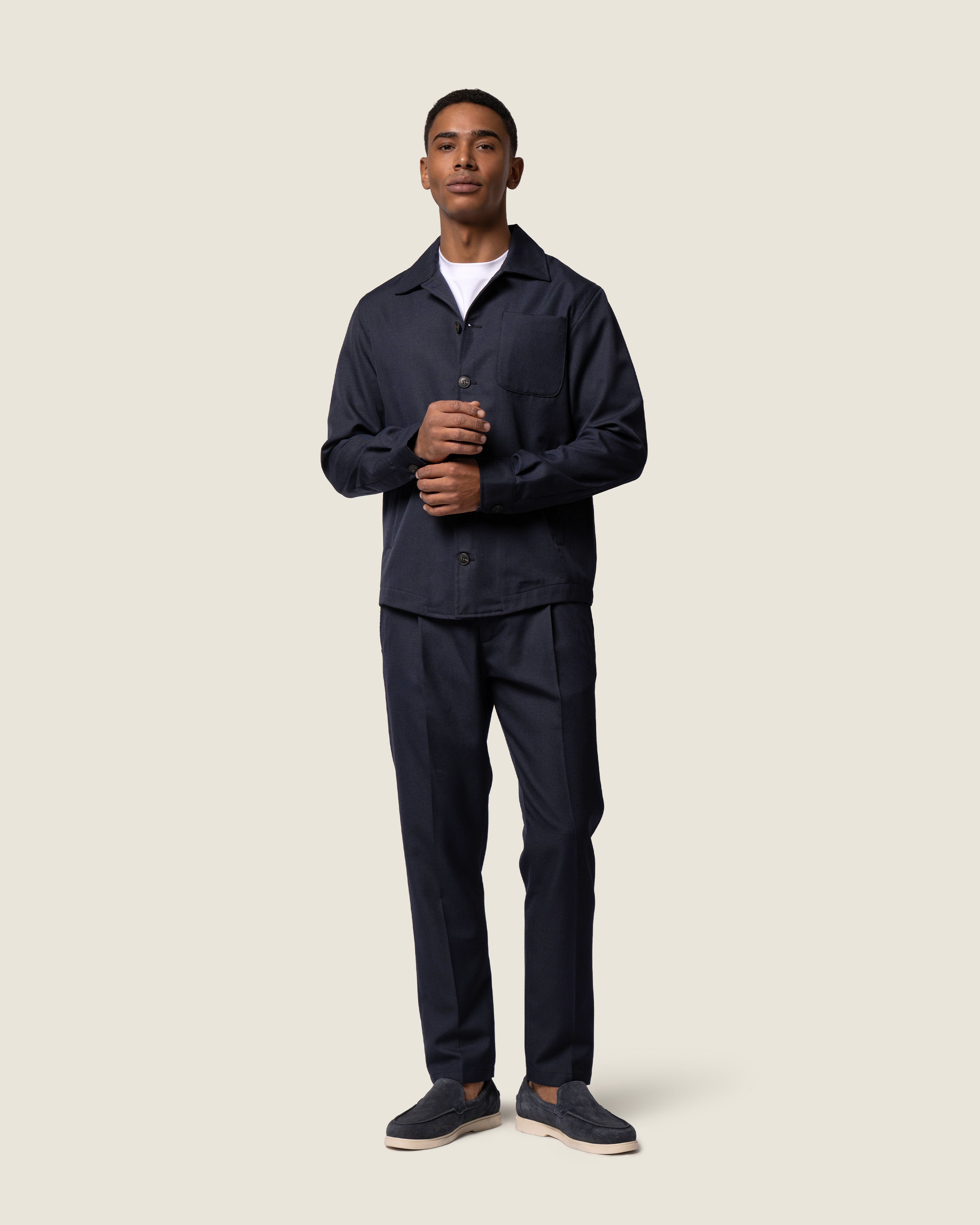 DUQUEZZI WOOL BLEND TROUSERS | Navy