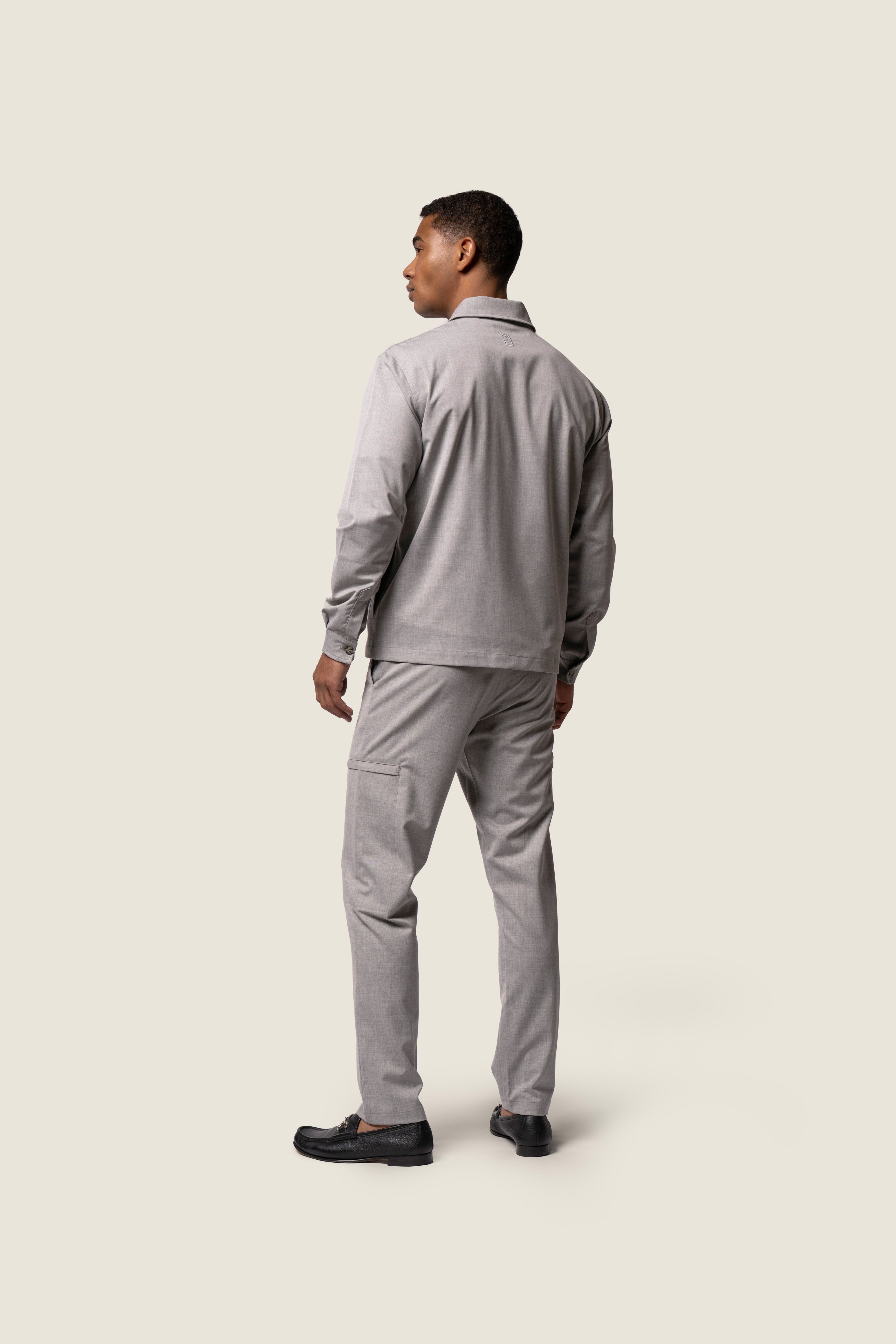 DUQUEZZI WOOL STRETCH TROUSERS | Grey Melange