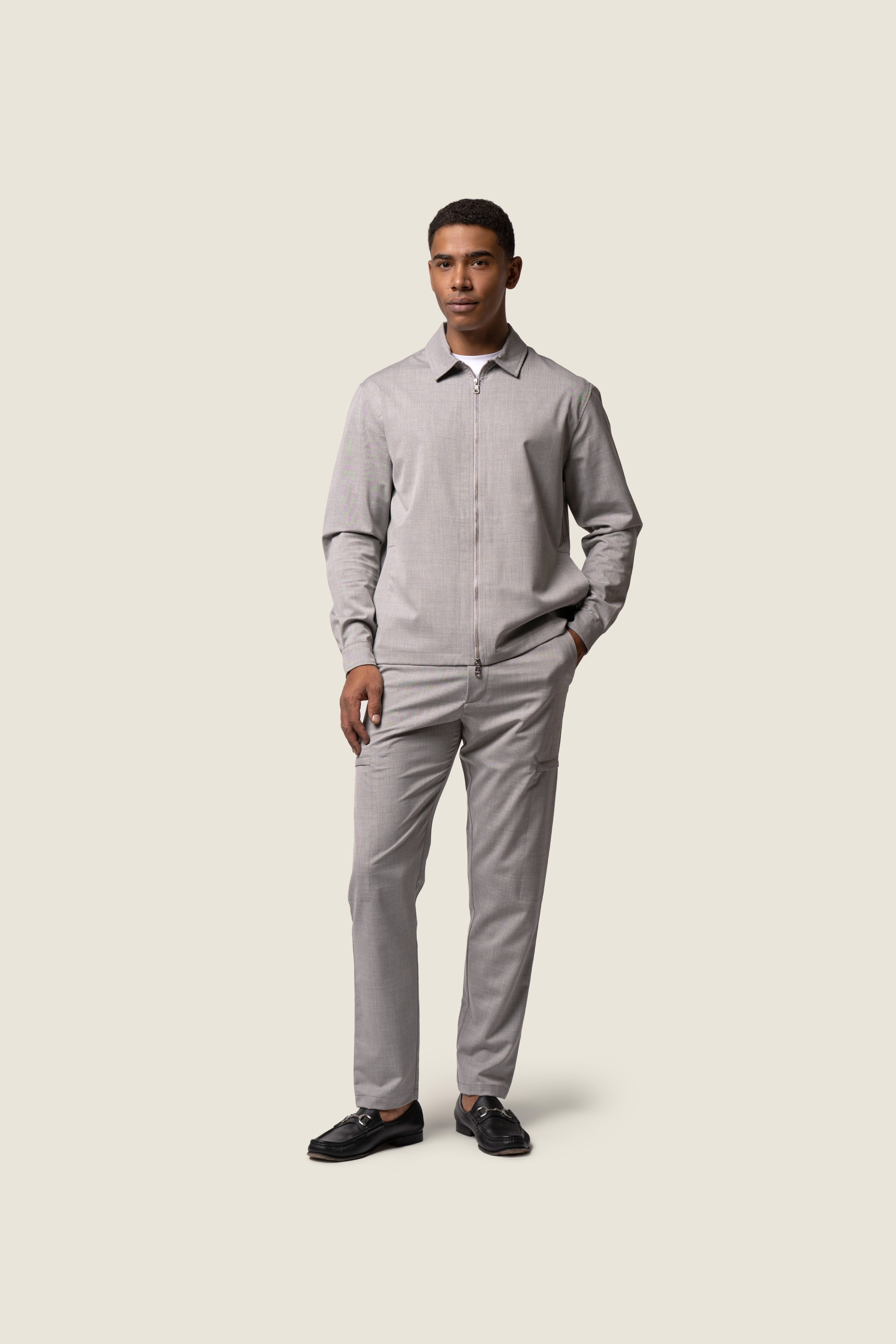 DUQUEZZI WOOL STRETCH TROUSERS | Grey Melange