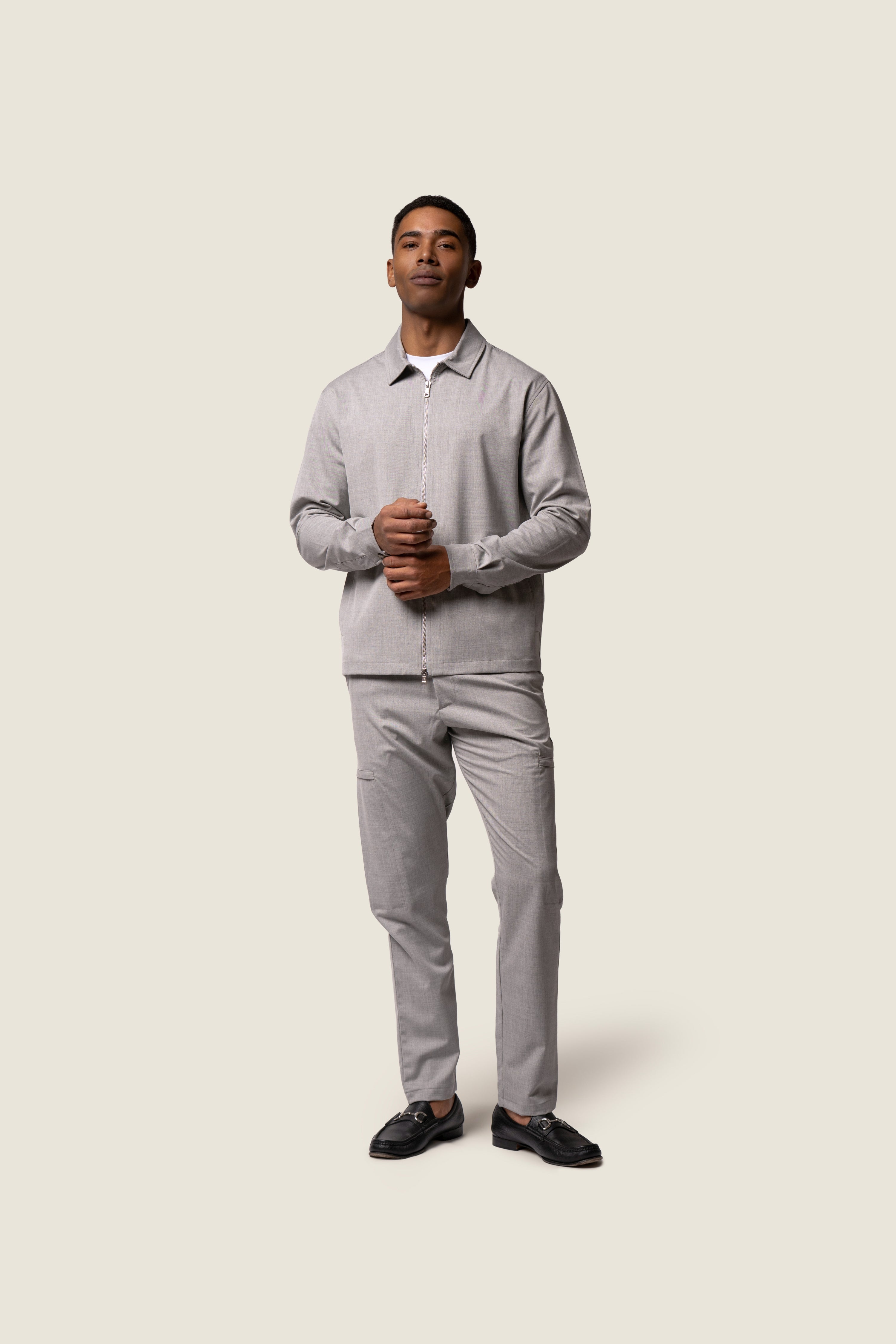 DUQUEZZI WOOL STRETCH TROUSERS | Grey Melange