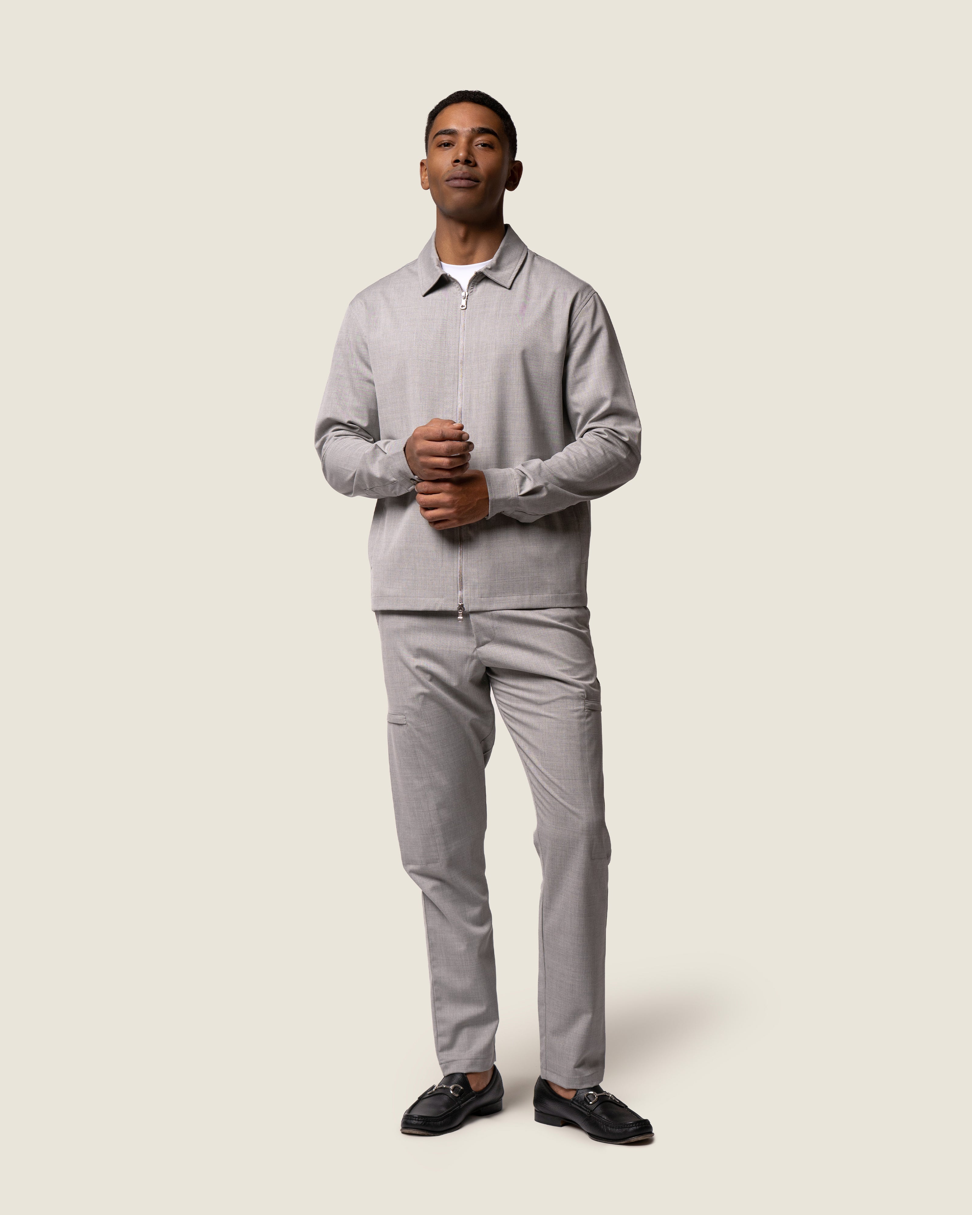 DUQUEZZI WOOL STRETCH TROUSERS | Grey Melange