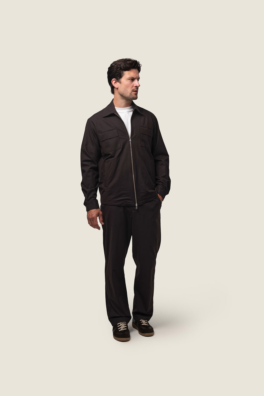 DUQUEZZI WOOL STRETCH JACKET CASELLA | Dark Brown